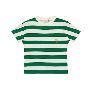 Gestreiftes T-Shirt mit Schweinchen-Patch