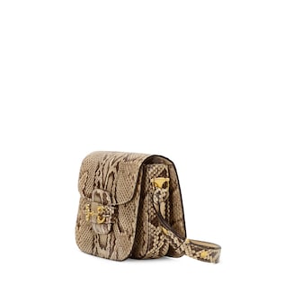 Kl. Gucci 1955 Horsebit Schultertasche aus Pythonleder
