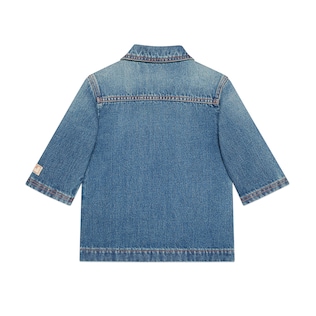 Children's denim shirt with labels