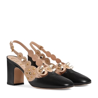 Women's mid-heel pump with studs