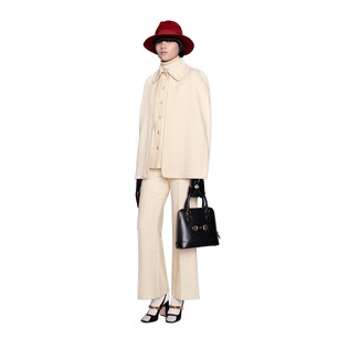Pantalone a gamba larga in tweed