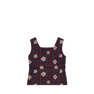Haut pour enfant en coton à carreaux fleuri
