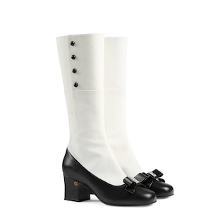 Women's mid-heel boot with crystal bow