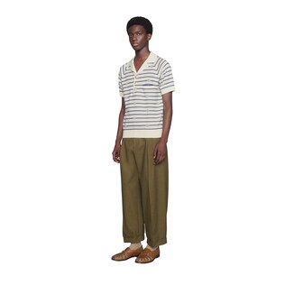 Double G stripe wool cotton polo