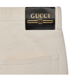 Washed cotton trousers with Gucci label