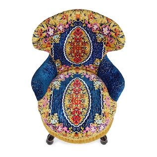 Velvet floral jacquard armchair