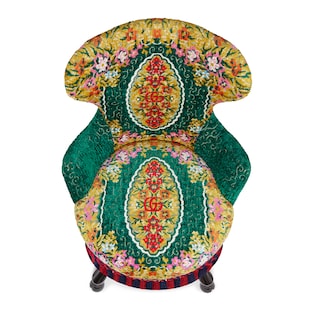 Velvet floral jacquard armchair