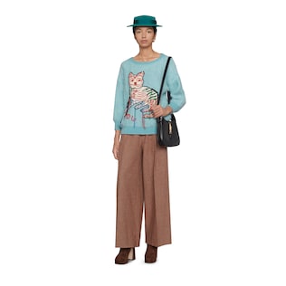 Mohair sweater with cat intarsia