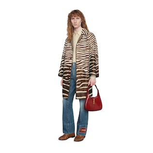 Zebra print calf hair coat