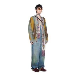 Argyle mohair wool cardigan