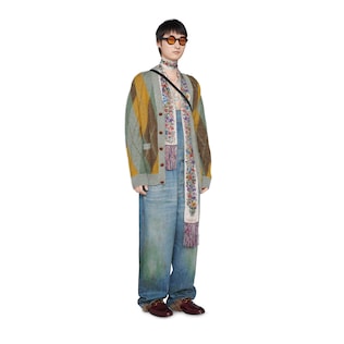 Cardigan aus Mohairwolle mit Argyle-Muster