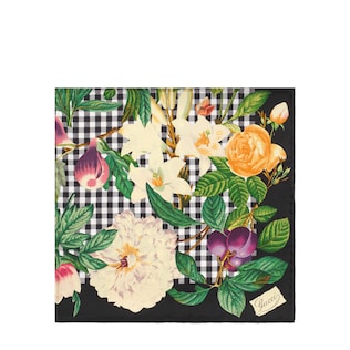 Flowers and fruits print silk scarf