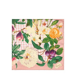 Flowers and fruits print silk scarf