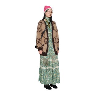 Abito lungo in crêpe floreale Gucci Liberty