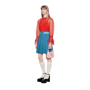 Silk organdy shirt with crystals