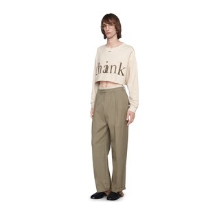 Sweat-shirt coupe courte à imprimé « think/thank »