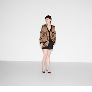 Reversible GG mohair wool cardigan