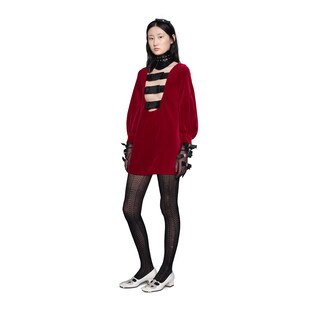 Petit velvet dress with bows
