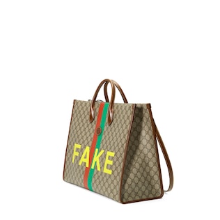 'Fake/Not' print large tote bag