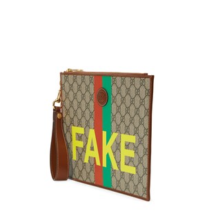 “Fake/Not”印花手拿包