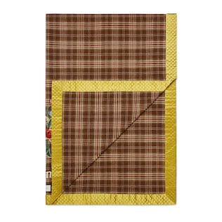 Wool plaid throw blanket with patches