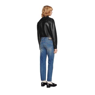 Leather shirt with Gucci logo