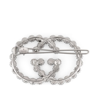 Crystal Interlocking G hair clip