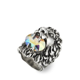 Lion head ring with crystal