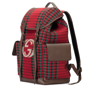 Houndstooth and stripe backpack with Inerlocking G
