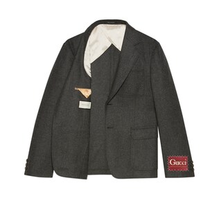 饰Gucci标签波点法兰绒夹克