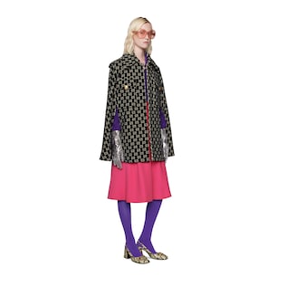 Felted wool cape with GG jacquard