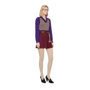 Houndstooth wool skirt