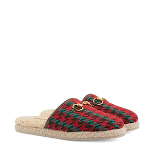Damenslipper mit Hahnentrittmuster