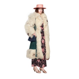Suede coat with shearling trim