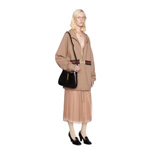 Silk chiffon mid-length skirt