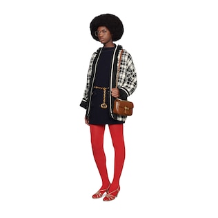 Robe en tweed et crêpe