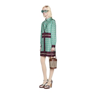 Interlocking G print silk dress