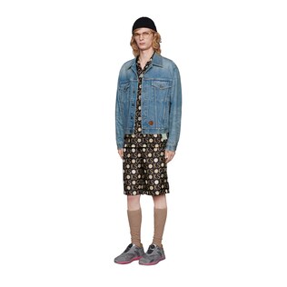 Ken Scott x Gucci印花絲質保齡球衫
