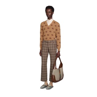 Double G jacquard wool V-neck jumper