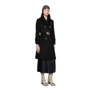 Manteau en laine avec ceinture Double G