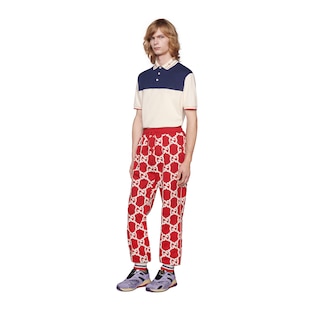 Cotton polo with embroidered collar