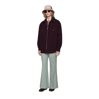 GG wool zip-up shirt