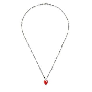 Necklace with Interlocking G enamel heart