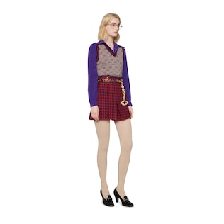 Houndstooth wool skirt