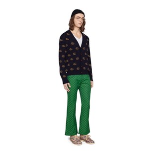 Double G jacquard wool cardigan