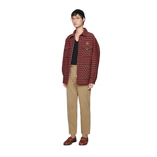 Prince of Wales zip-up wool shirt