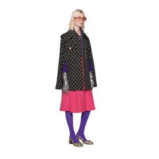 Felted wool cape with GG jacquard