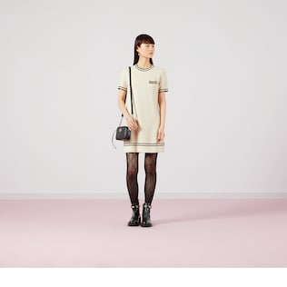 Wool dress with contrast trim