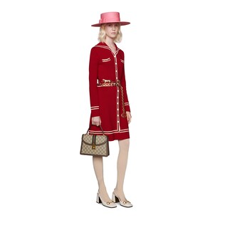 Kleid aus Wolle mit GG Jacquard