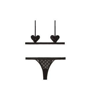 Dessous-Set aus GG Tüll mit Pailletten